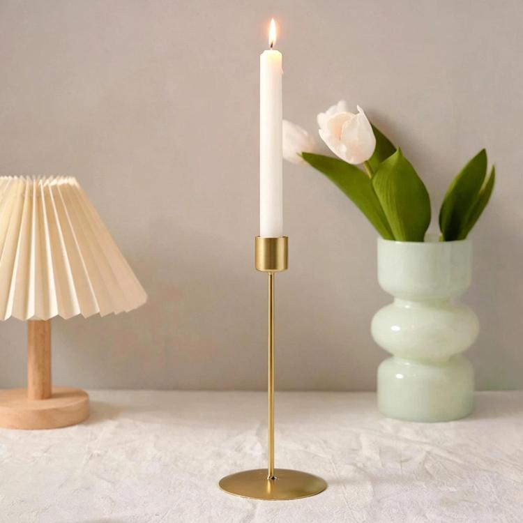 

Iron Candlestick For Dining Room, Home Decorative Candlestick Ornament, Style: High Gold