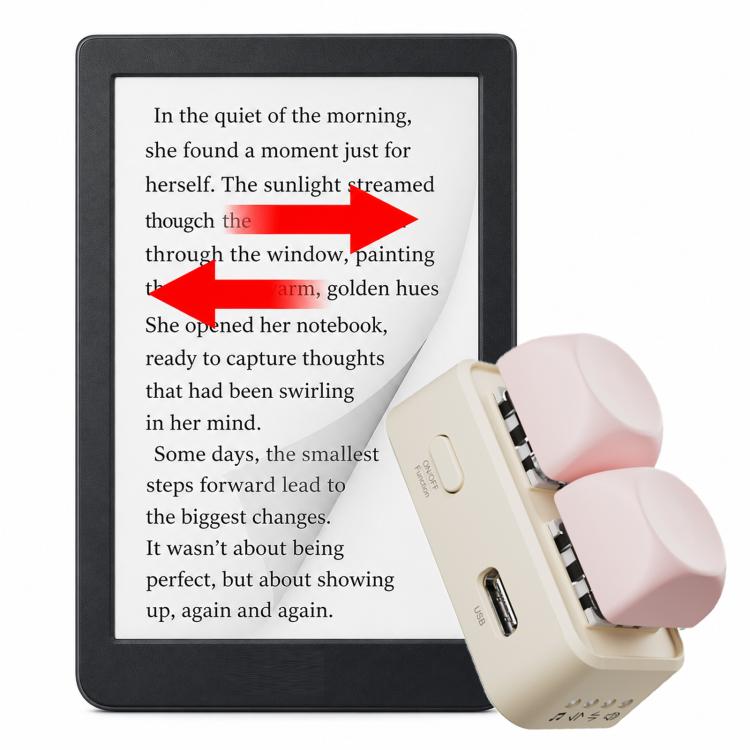 Hanlinyue 2-Key High-Speed Switch Keyboard Bluetooth Page Turner, Color: Pink For KOBO