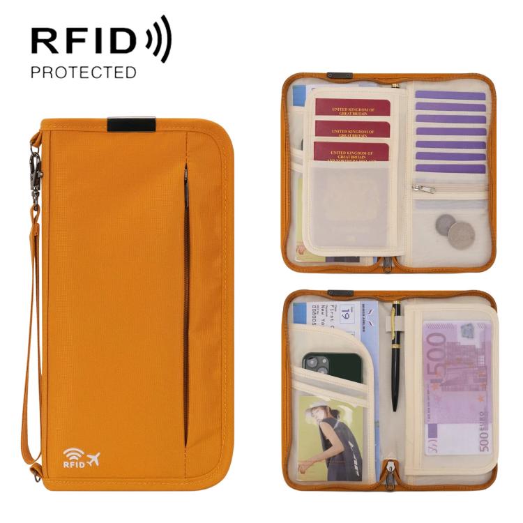 

Passport ID Organizer RFID-Protected Cash Travel Document Pouch(Orange)