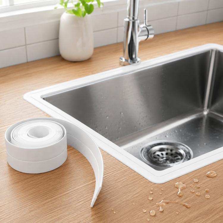 1.45 Inch x 4.9 Feet Self-Adhesive Caulk Strip Peel and Stick Caulk Tape for Bathtub, Toilet Base, Kitchen Sink, Shower, Gas Stove, Flexible Corner Sealer Protector(White)