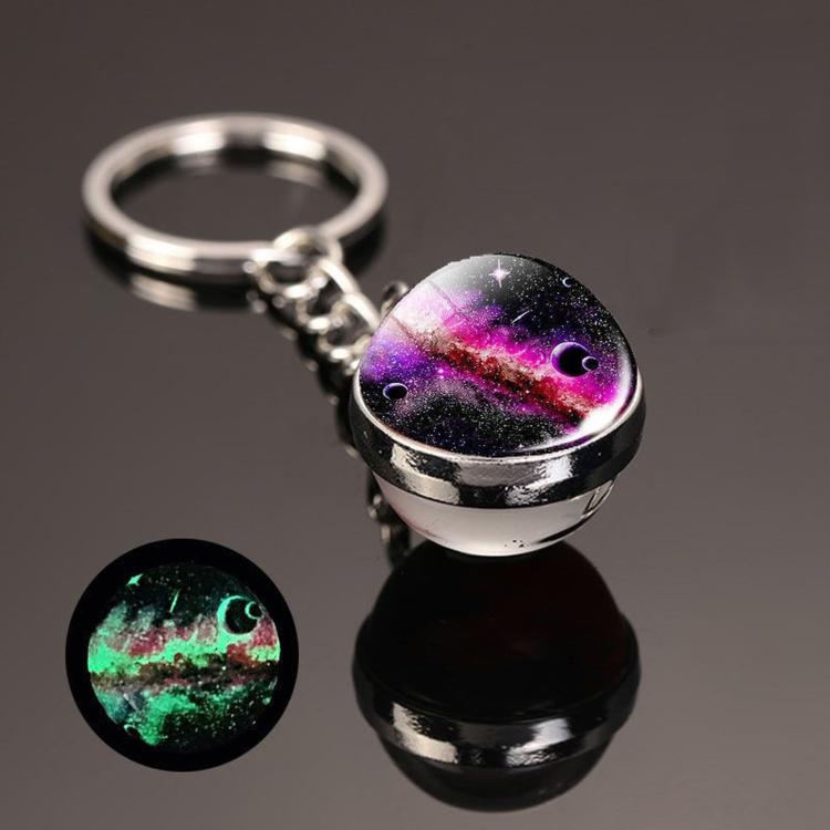 

3D Galaxy Crystal Ball Keychain Glow in the Dark Planet Pendant Luminous Cosmic Starry Sky Pocket Keyring for Car Keys, Backpack(Neon 014)