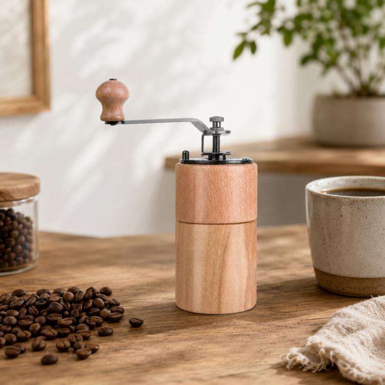 

Small Portable Adjustable Hand-cranked Coffee Grinder, Specifications: Beechwood Small