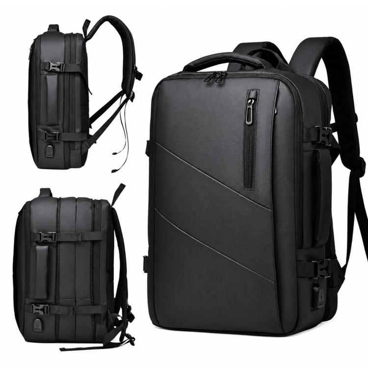 

WEIXIER B683 Large Capacity Expandable Backpack Men Business Laptop Pack(Black)