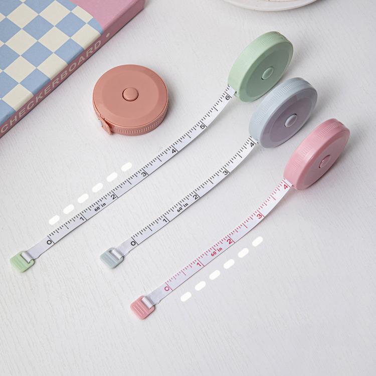

3-Piece Set 1.5m Round Plastic Ruler Automatic Retractable Tape Measure Household Mini Dual-Scale Metric / Imperial Measuring Tape(Blue+Green+Pink)