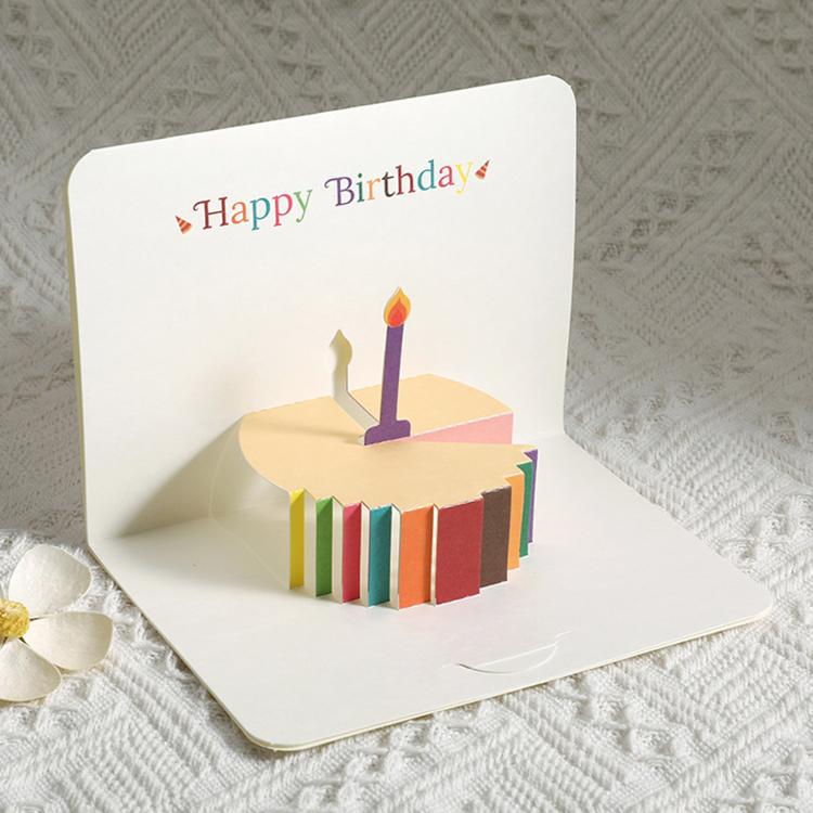 

Cake 3D Pop-Up Birthday Card Minimalist Foldable Colorful Cake Greeting Card