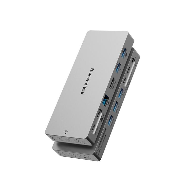 Blueendless Desktop Type-C Docking Station With 4K 60Hz Gigabit Ethernet USB 3.2 Ports(14 in 1)