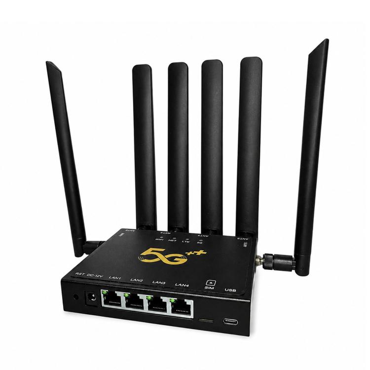 

5G CPE Industrial Router Dual Mode SA / NSA Gigabit Cellular Gateway With 6 Antennas, EU P(Black)