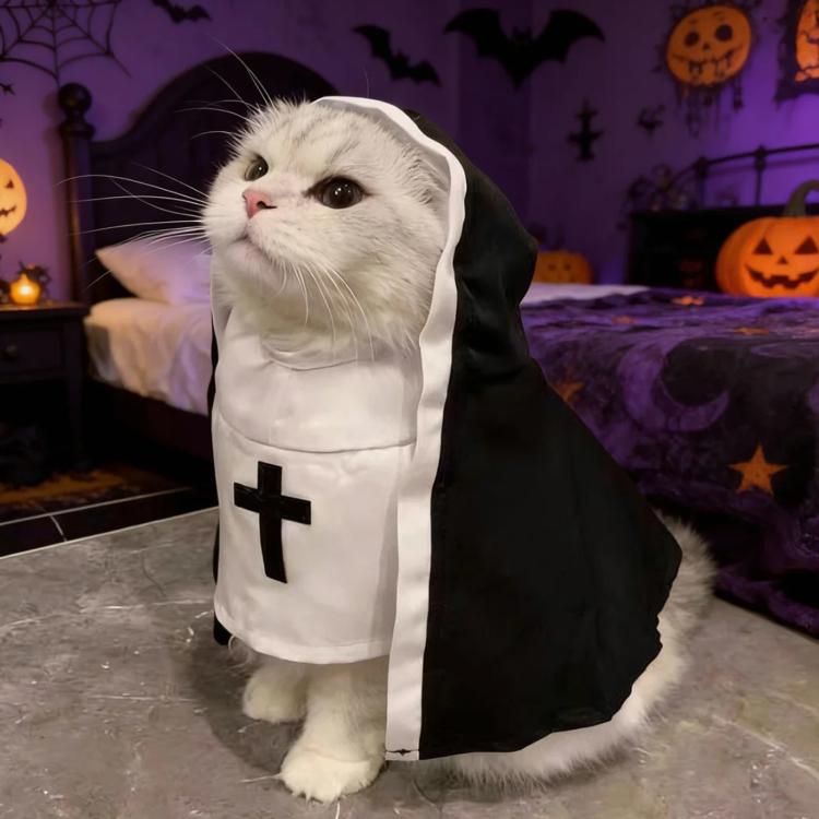Summer Nun Cosplay Costume For Cats Thin Breathable Funny Photo Outfit For Pets, Size: S