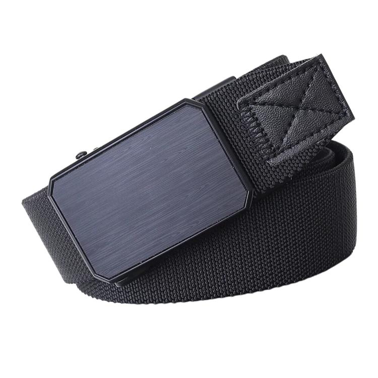 Men Elastic Web Belt Casual Stretch Braided Belts With Zinc Alloy Automatic Buckle, Length: 105cm(Black)