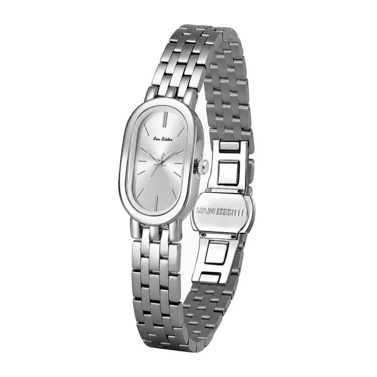 BS Bee Sister FA1905 Womens Vintage Oval Watch Quartz Dress Watch with Butterfly Clasp(Silver White)