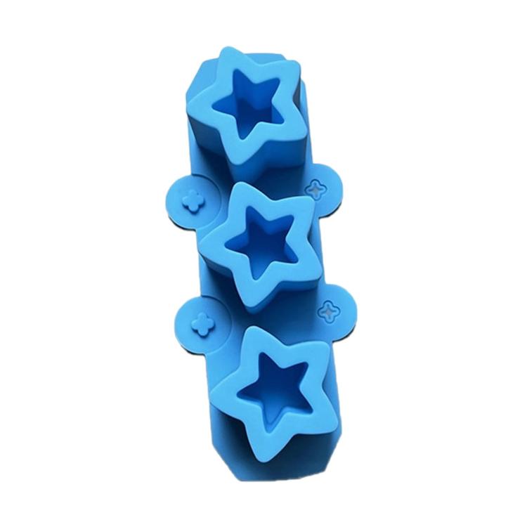 Silicone Squishy Mold 3-Cavity Star Mold For Ice Cups, Succulent & Gypsum Flower Pots(Blue)