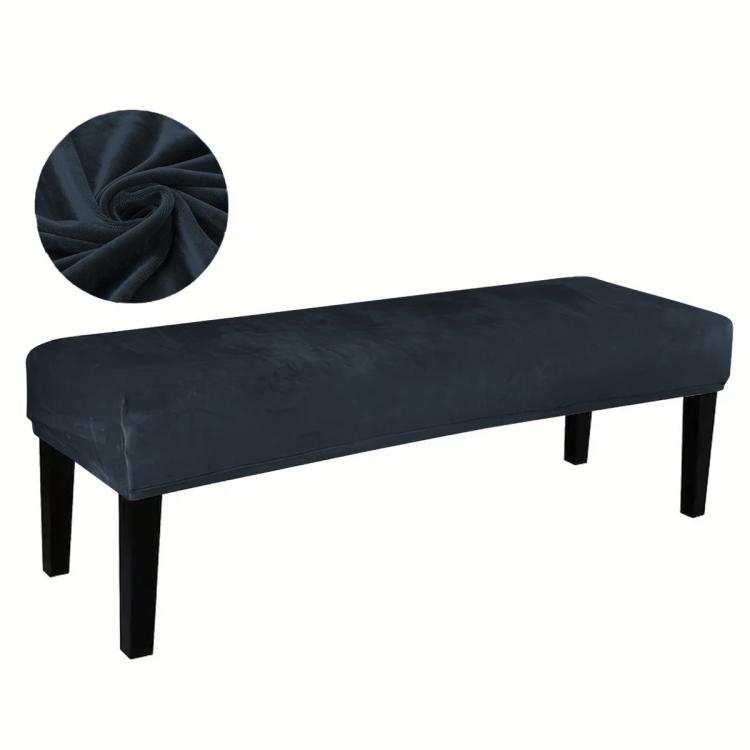 

Velvet Stretch Bench Cover Elastic Rectangular Dining Bench Slipcover With Straps(Navy)