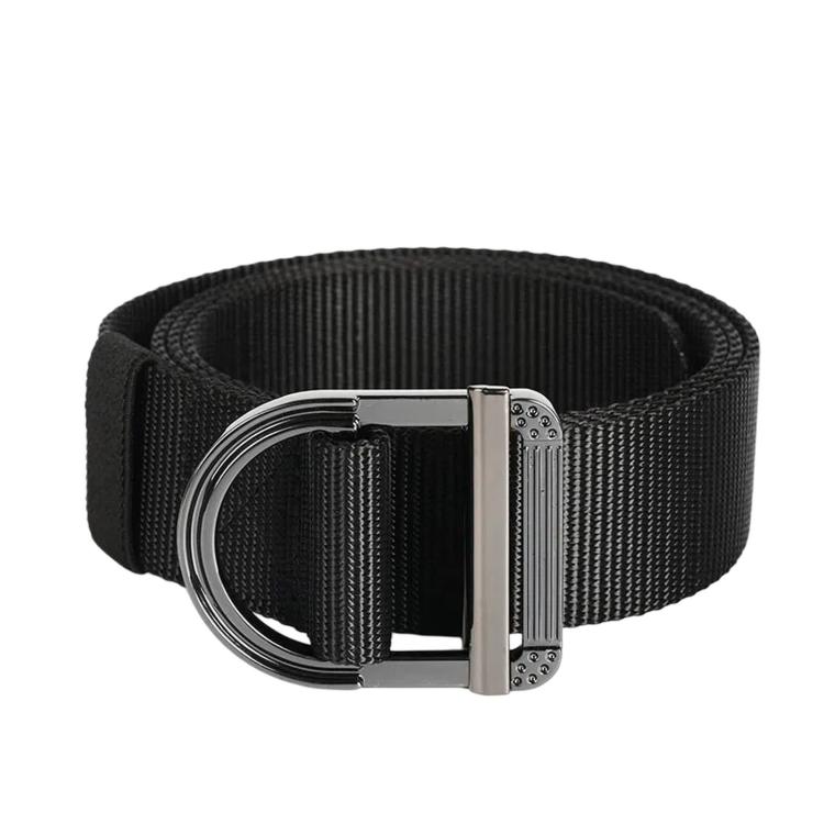 

Men Nylon Belt Work Casual Web Belts With Zinc Alloy D-Ring Buckle, Length: 115cm(Black)