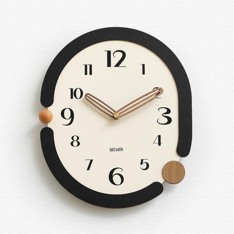 

wozoom Retro Oval Wall Clock Silent Decorative Quartz Clock, Spec: Minimalist Black