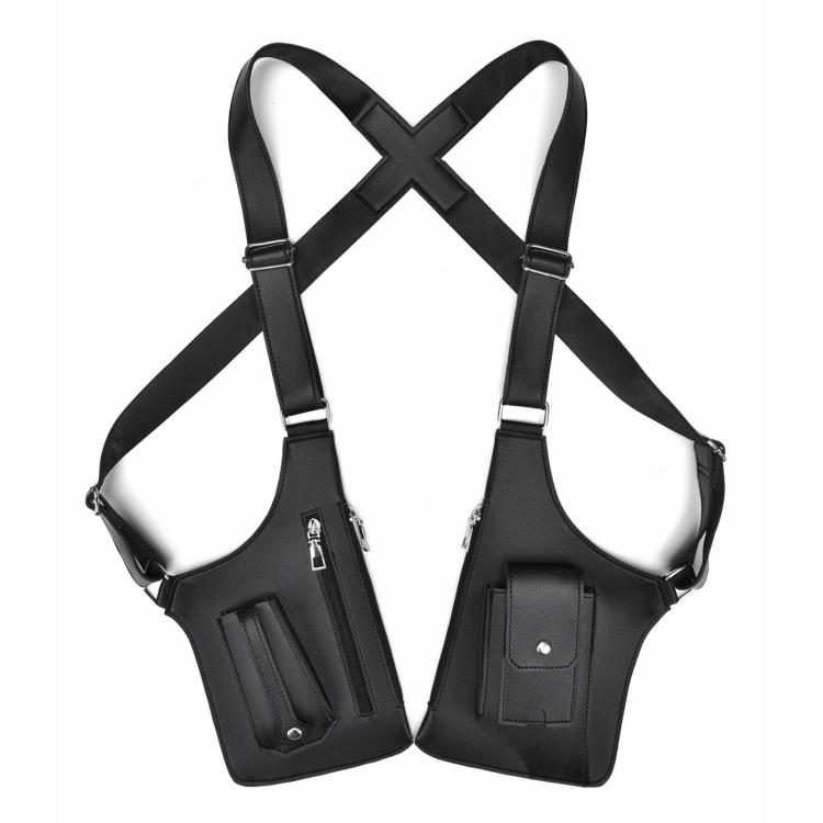 

WEIXIER PU Leather Underarm Crossbody Bag Workwear Adjustable Backpack/Chest Bag(Black)