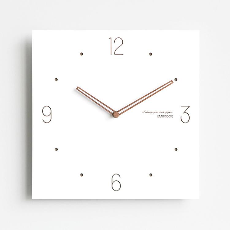 

wozoom Square Wall Clock Silent Wood Hands Living Room Decorative Clocks, Spec: A 12 inch