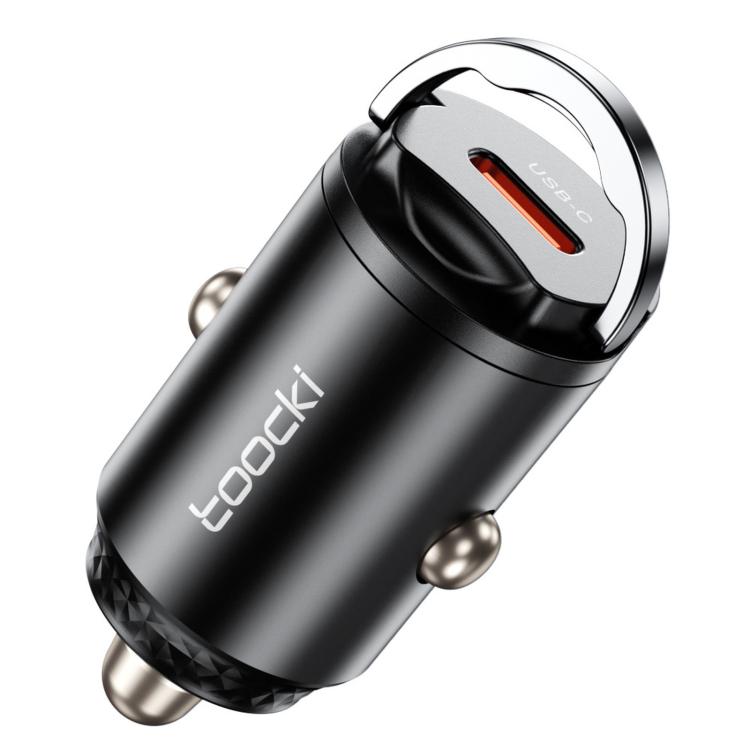 Toocki 45W USB-C Car Charger Mini Pull Ring Type-C Car Adapter Invisible Flush Fit PD PPS Fast Charging(Black)