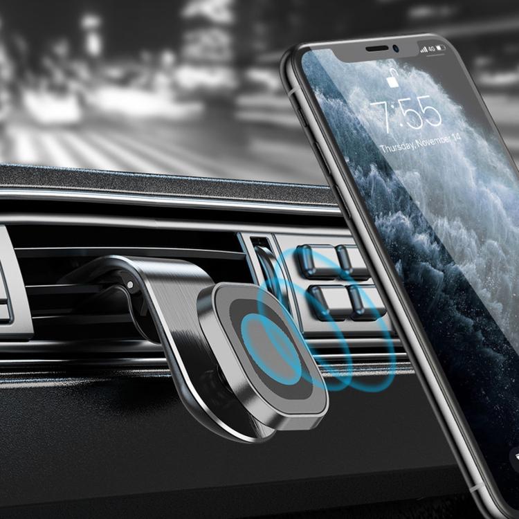 

L-Shape Magnetic Car Phone Holder Vent Mount with Strong Magnets & Silicone Clip(Black)
