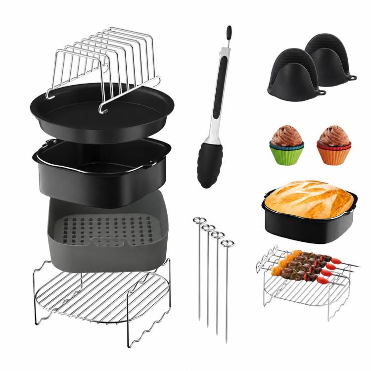 For Ninja AF180 - 9 Pcs Set Single Zone Baking Kit With Silicone Liner Grill Rack Cake Pan