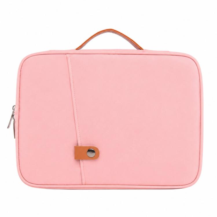 180 Degree Open Tablet Sleeve Bag With Front Pocket Handheld Carrying Case, Size: 15.6/16 inch(Pink)