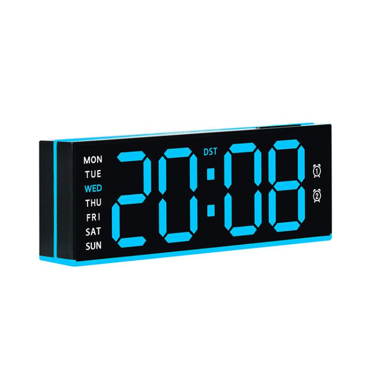 Digital Alarm Clock with Bottom Ambient Night Light with Dual Alarms, USB Output & Adjustable Volume(Black+Blue Light)