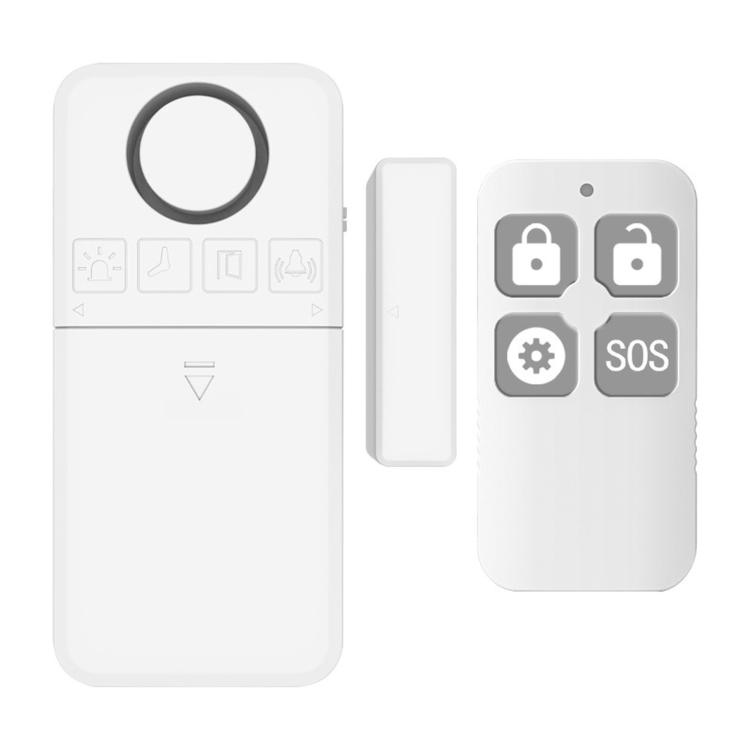2-Piece Set Wireless Door Window Alarm With Remote Control 130dB Magnetic Sensor For Home Security 4 Modes(White)