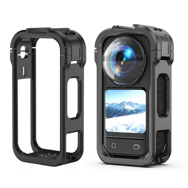 For Insta360 X6 PC Magnetic Quick-Release Frame Cage Protective Camera Housing With Cold Shoe(Black)