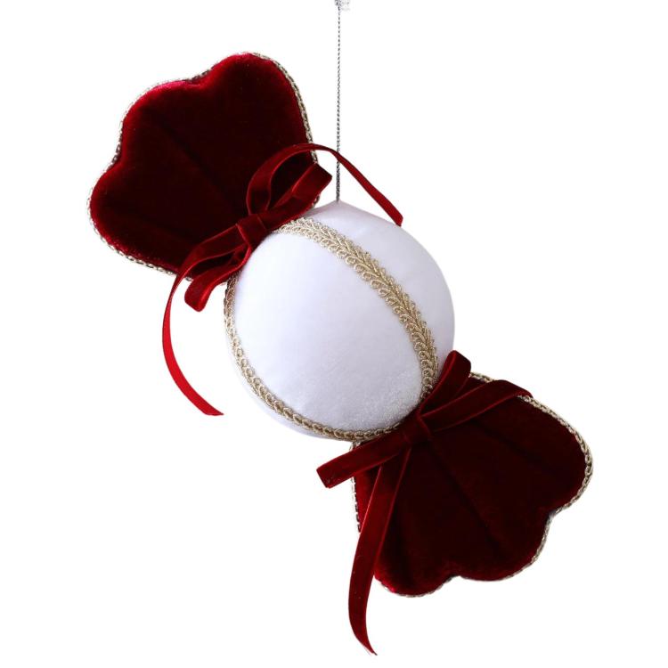 Velvet Candy Christmas Tree Ornament DIY Holiday Decor(Red White)