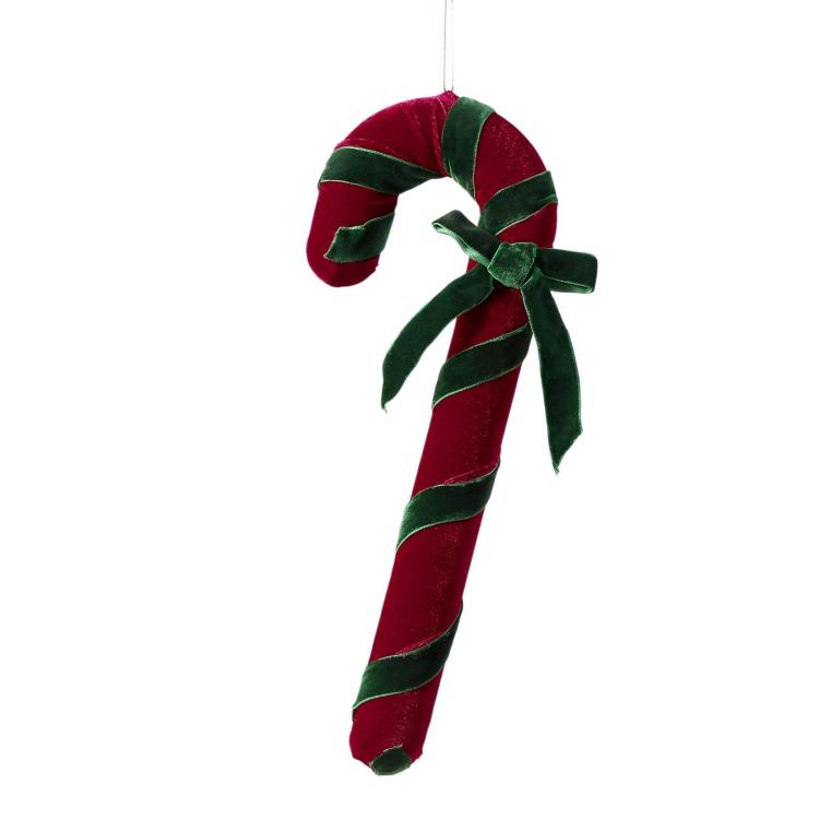 Velvet Candy Cane Christmas Tree Ornament(Red Greed)