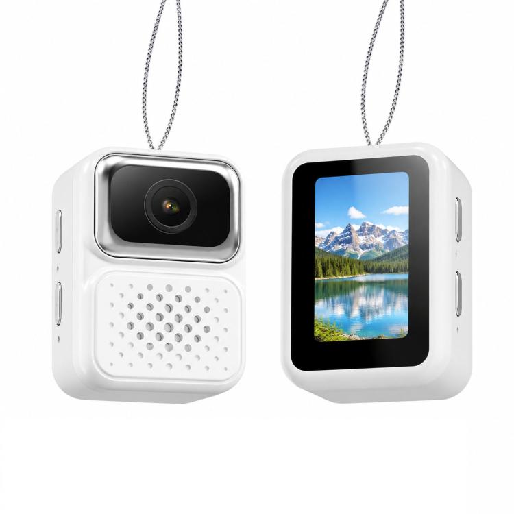 Mini Wearable Camera Necklace 1080P Small Body Camera Digital Recorder Pendant(White)