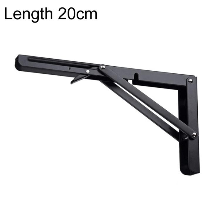 Heavy Duty Folding Shelf Bracket Wall Mounted Table Bench Support Bracket with One-Push Release Arm, Size: 200mm x 115mm(Balck)