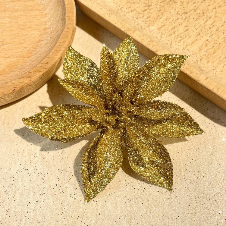 Christmas Artificial Plastic Flowers Christmas Tree Ornament Decorations, Size: Small(Gold)