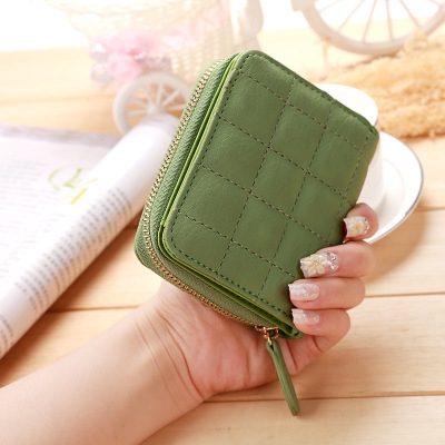 Women Short Zipper Cute Coin Purse Mini Wallet(Green)