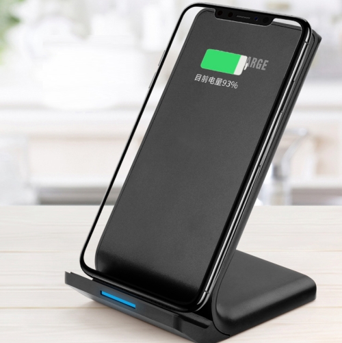 

R2 10W Vertical Mobile Phone Wireless Charger Smart Fast Charge Charging Stand Desktop Stand(Black)