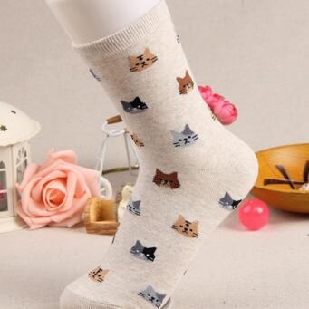 

10 Pairs Animal Cartoon Cat Lovely for Women Cotton Socks(1)