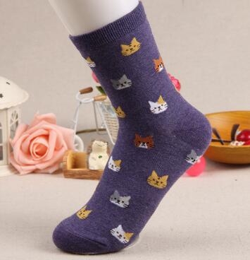 

10 Pairs Animal Cartoon Cat Lovely for Women Cotton Socks(3)
