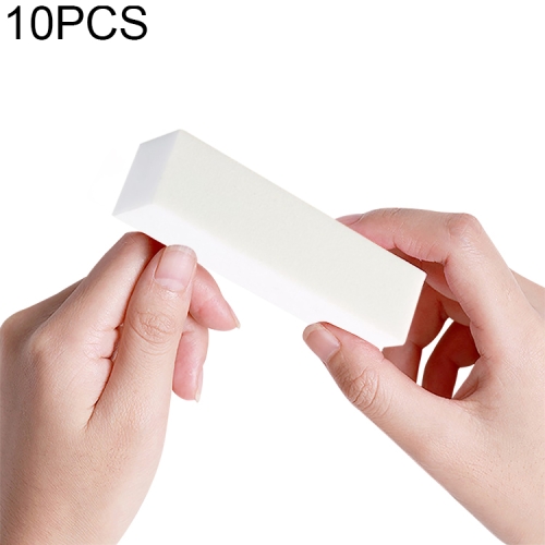 10 pcs tofu block unha polonês quatro quadrados alto algodão elástico manicure bloco de areia (branco)