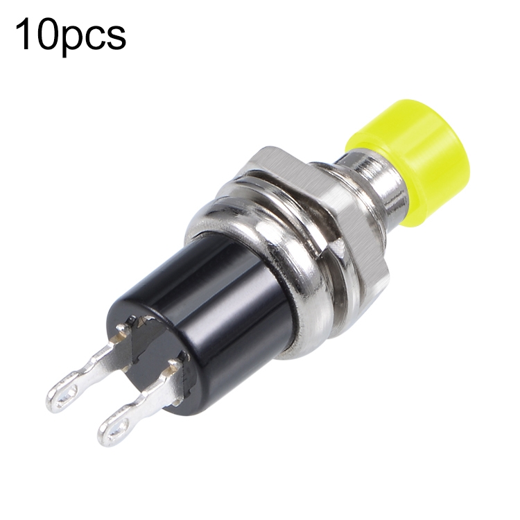 

10 PCS 7mm Thread Multicolor 2 Pins Momentary Push Button Switch(Yellow)