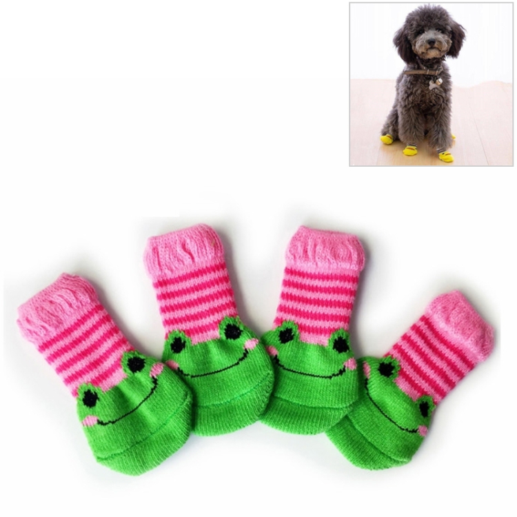 

2 Pairs Cute Puppy Dogs Pet Knitted Anti-slip Socks, Size:S (Frog)
