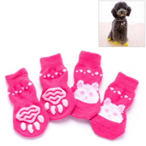 

2 Pairs Cute Puppy Dogs Pet Knitted Anti-slip Socks, Size:M (Pink Rabbit)