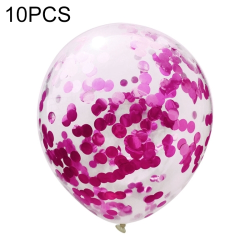 10 PCS 12 pouces Confetti Ballons Décoration de mariage Joyeux anniversaire  fête de latex (Rose Rouge)