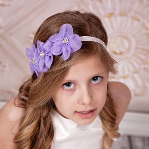 Ruban Diamant Bandeau Nouveau-Né Bandeau Fille Tête De Fleur Enfants  Accessoires De Cheveux (Violet)