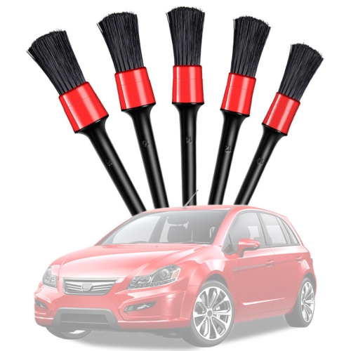 

5 in 1 Car Detailing Brush Cleaning Natural Boar Hair Brushes Auto Detail Tools Products Wheels Dashboard,Random Color Delivery