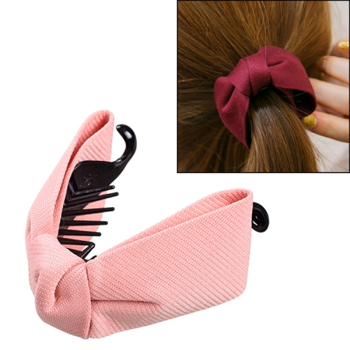 Sweet Fabric Bow Hair Claw Elegant Women Solid Cloth Ties Banana Hair Crab  Clips Ponytail Hold