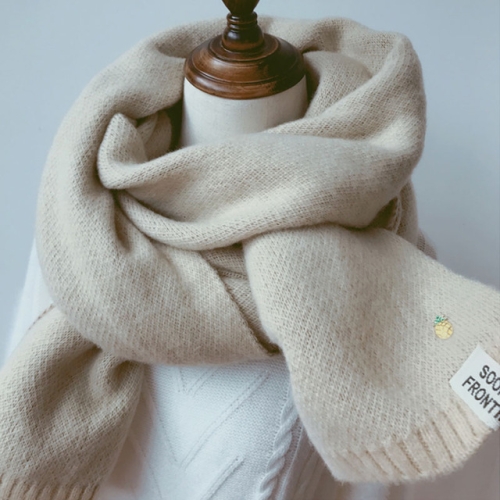 Pineapple Pattern Thick Knit Double-sided Scarf, Length: 200cm(Beige)