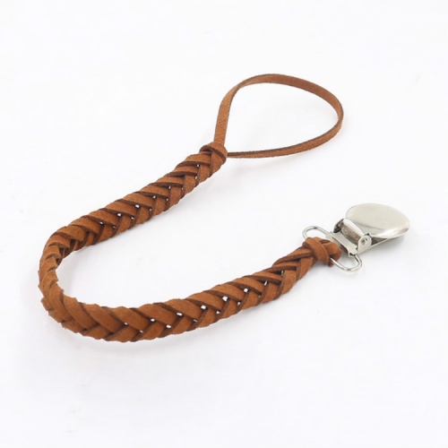 

3 PCS Baby Pacifier Chain Leather Woven Anti-off Chain(Brown)