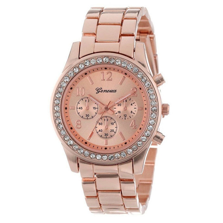 

Women Alloy Diamond Stainless Steel Belt Watch(Rose Gold with Diamond)
