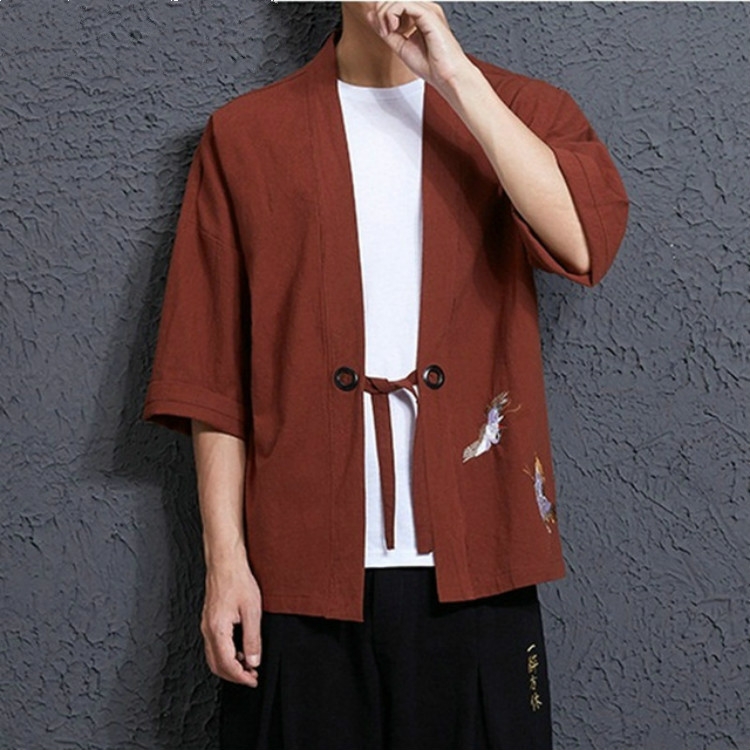 Men Loose Embroidery Hanfu Robe 