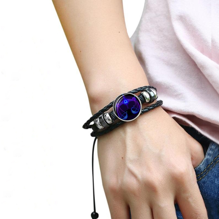 Pulsera De 12 Constelaciones Pulsera De Cuero Punk Negro Y Pulsera De 12 Constelaciones Pulsera De Cuero Punk Negro Y