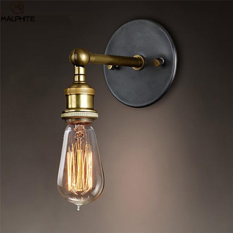 

40W Vintage Wrought Iron Industrial Home Decoration Lighting Single Head Wall Lamp without Bulbs